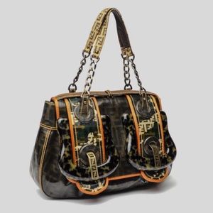 Fendi B-Bag Zucca in Patent Leather and Genuine Leather Trim Vintage (Authentic)